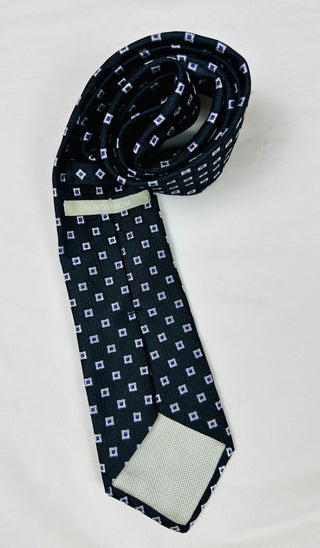 Preppy Nordstrom 100% Silk Tie Black Purple Geometric 59"