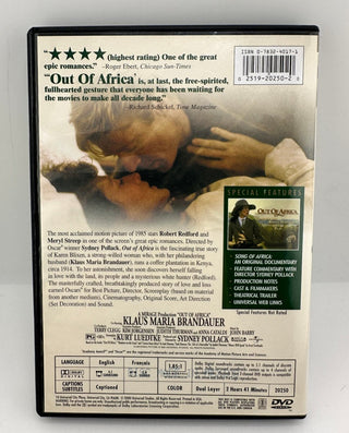 Out of Africa DVD Collector's Edition Widescreen Meryl Streep Robert Redford