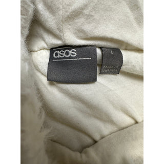 ASOS Mens L White Faux Fur Sherpa Hoodie Pullover Plush Fleece Oversized