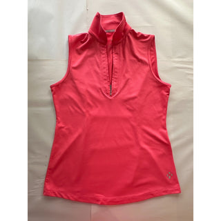 Jofit Women's Sleeveless Golf Polo 1/4 Zip Pink Performance Top Large