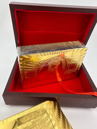 999.9 Gold Playing Cards Set w/ Wooden Display Box Luxury Poker Cards Gift