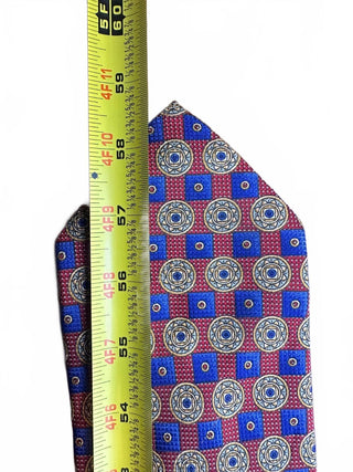Robert Talbott Best of Class Men's Silk Tie Red Blue Geometric Pattern