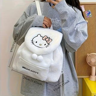Hello Kitty Plush Backpack with Front Pocket and Adjustable Straps