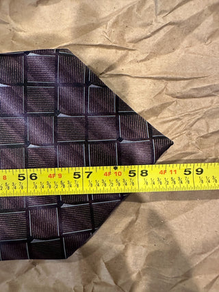 Bill Blass Men’s Silk Neck Tie Purple Geometric Grid Pattern Classic Width