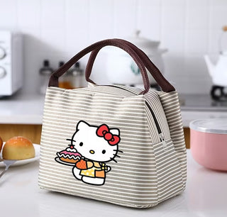 Hello Kitty Striped Insulated Lunch Bag with Cute Cat Design