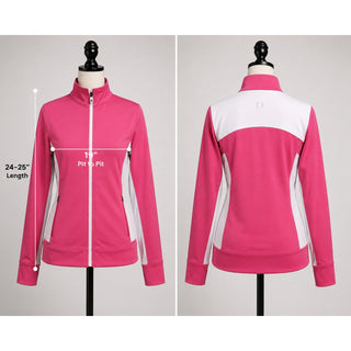 FootJoy Women’s M Pink White Full Zip Golf Jacket Performance Athletic FJ