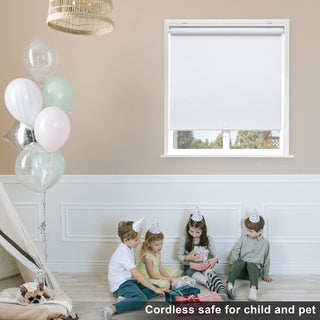 Cordless White Roller Shade Window Blind for Child and Pet Safety 30.5x72"
