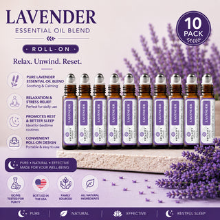 10-Pack Vitality Extracts Lavender Essential Oil Roll On 10mL Pure Blend