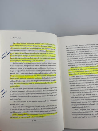 Think Again by Adam Grant Hardcover 2021 Viking Annotated Highlighted Copy