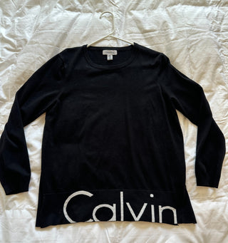 Calvin Klein Black Long Sleeve Sweater with Logo Detail Size