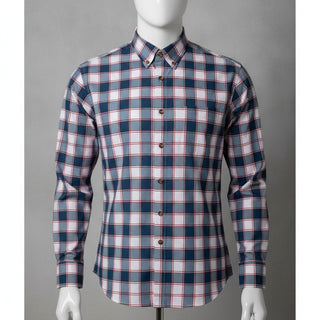 Goodfellow & Co. Men's Blue and White Plaid Button-Down Shirt Size XL