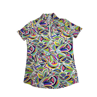 IBKUL Womens Small Golf Tennis Outfit Set Quarter Zip Top Ruffle Skort Colorful