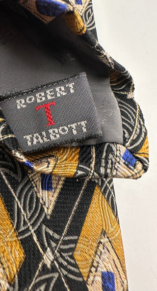 Robert Talbott Men's Geometric Pattern Silk Tie in Black and Gold