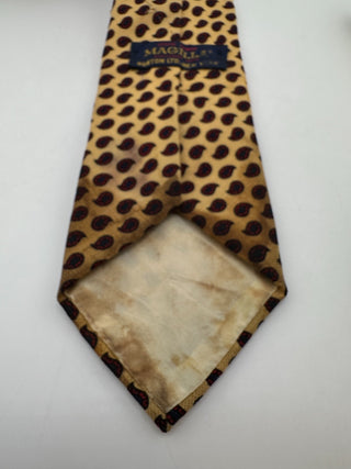 Vintage Magill's Burton Ltd NY Imported Wool Paisley Necktie Beige Red Blue Read
