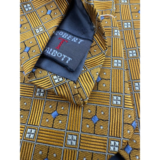 Robert Talbott Best of Class Nordstrom Silk Tie Italy Gold Blue Geometric 3.75