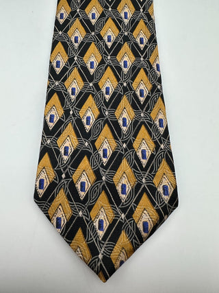 Robert Talbott Men's Geometric Pattern Silk Tie in Black and Gold