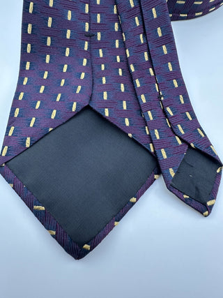 Mark Pendleton Vintage Silk Necktie Purple Gold Dash Pattern Classic 59”