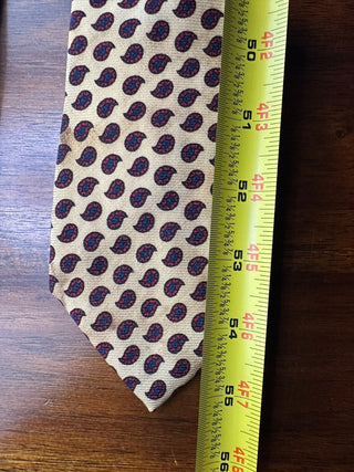 Vintage Magill's Burton Ltd NY Imported Wool Paisley Necktie Beige Red Blue Read