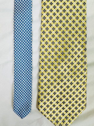 Silk Yellow and Blue Patterned Men's Tie