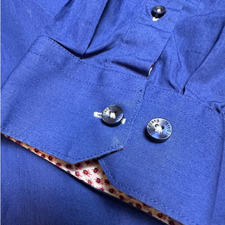 Jared Lang Men’s 17.5 Blue Long Sleeve Dress Shirt Contrast Cuffs