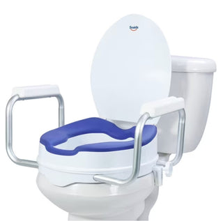 Soaids 5" Raised Toilet Seat with Handles Padded Cushion Round 300 lb Seniors