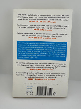 Nudge Final Edition Thaler Sunstein NEW Behavioral Economics