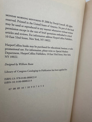 Monday Morning Mentoring David Cottrell Hardcover 2006