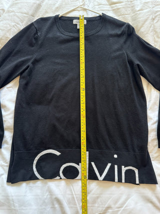 Calvin Klein Black Long Sleeve Sweater with Logo Detail Size
