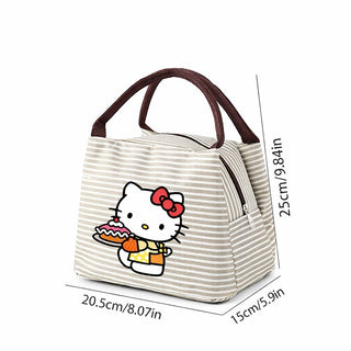 Hello Kitty Striped Insulated Lunch Bag with Cute Cat Design