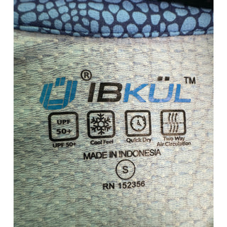 IBKUL Women's S Blue Print Golf Polo Shirt 1/4 Zip UPF 50 Cooling Short Sleeve
