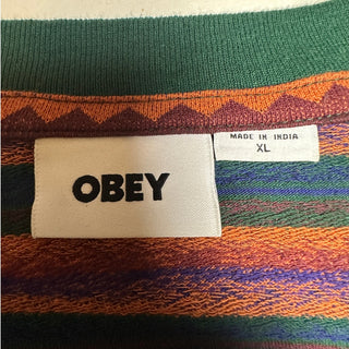 OBEY Men’s XL Striped Long Sleeve Shirt Multicolor 100% Cotton Fair Trade