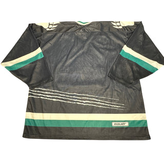 Vintage Bauer Grizzlies Hockey Jersey Mens Goalie Cut Made Canada Black Green