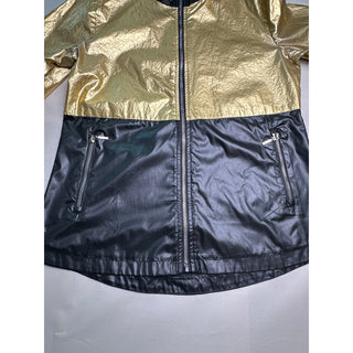 GGblue Luxe Sport Jacket Womens S Metallic Gold Black Full Zip Lightweight