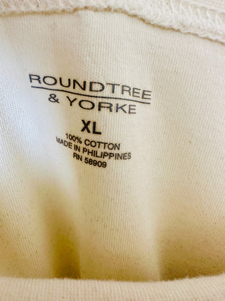 Roundtree & Yorke Men's XL Cream Cotton Long Sleeve Turtneck