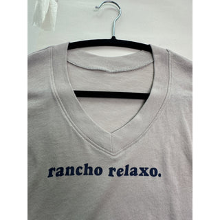 Rancho Relaxo Sweatshirt Women's Gray V-Neck Oversized Pullover Embroidered