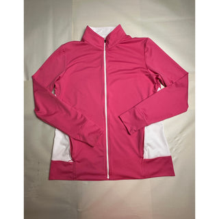 FootJoy Women’s M Pink White Full Zip Golf Jacket Performance Athletic FJ
