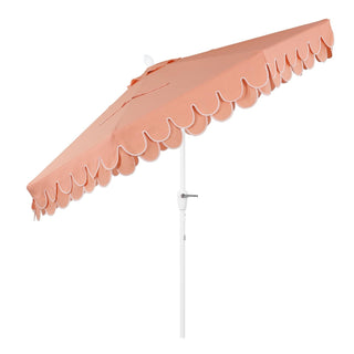 JONATHAN Y 9ft Scalloped Umbrella Coral Pink Auto Tilt Crank Missing Finial Top