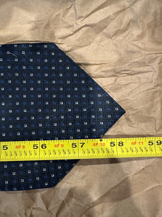 Van Heusen Blue Geometric Silk Necktie Classic Square Pattern Mens Dress Tie