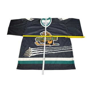 Vintage Bauer Grizzlies Hockey Jersey Mens Goalie Cut Made Canada Black Green