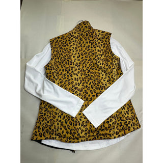 Greg Norman Solar XP Women S Leopard Print Reversible Golf Vest White 1/4 Zip