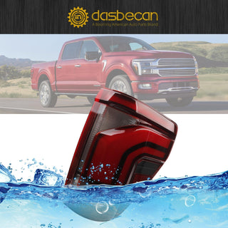Dasbecan LED Tail Light Assembly for Ford F-150 2021-2023 Truck - Red Smoke Lens
