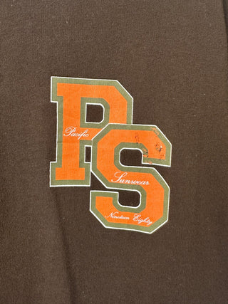 PacSun Brown Graphic T-Shirt with Orange PS and Clover 80