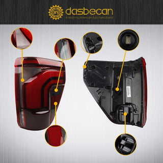 Dasbecan LED Tail Light Assembly for Ford F-150 2021-2023 Truck - Red Smoke Lens