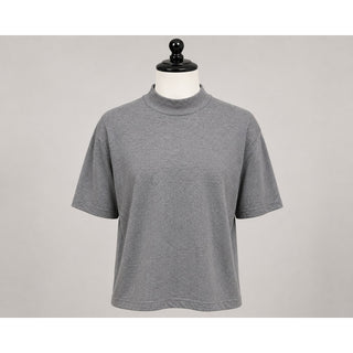 Halogen Women’s Gray Short Sleeve Ribbed Mock Neck Top Size XL Rayon Blend