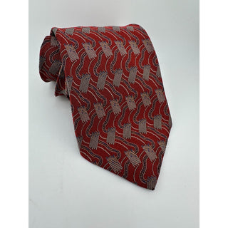 Robert Talbott Studio Silk Tie Red Abstract Geometric Pattern USA Made