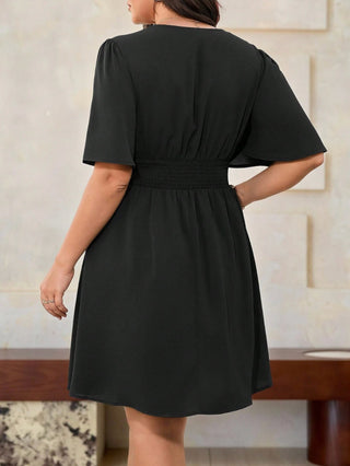 Women’s Plus Size Wrap-Style Fit & Flare, Black Size 0XL