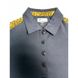 Greg Norman Women's Black Polo Shirt with Leopard Print Accs