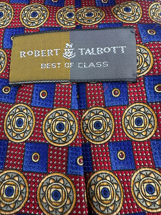 Robert Talbott Best of Class Men's Silk Tie Red Blue Geometric Pattern