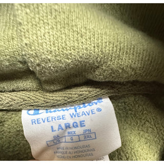 Champion Reverse Weave Hoodie Men’s Large Olive Green Pullover Logo Sweatshirt