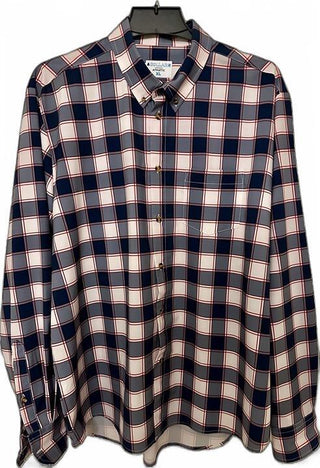Goodfellow & Co. Men's Blue and White Plaid Button-Down Shirt Size XL